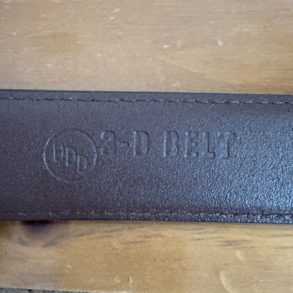 Vintage DDD 3D Men's Western Belt Brown Genuine Leather Gold Tone Buckle Size-34